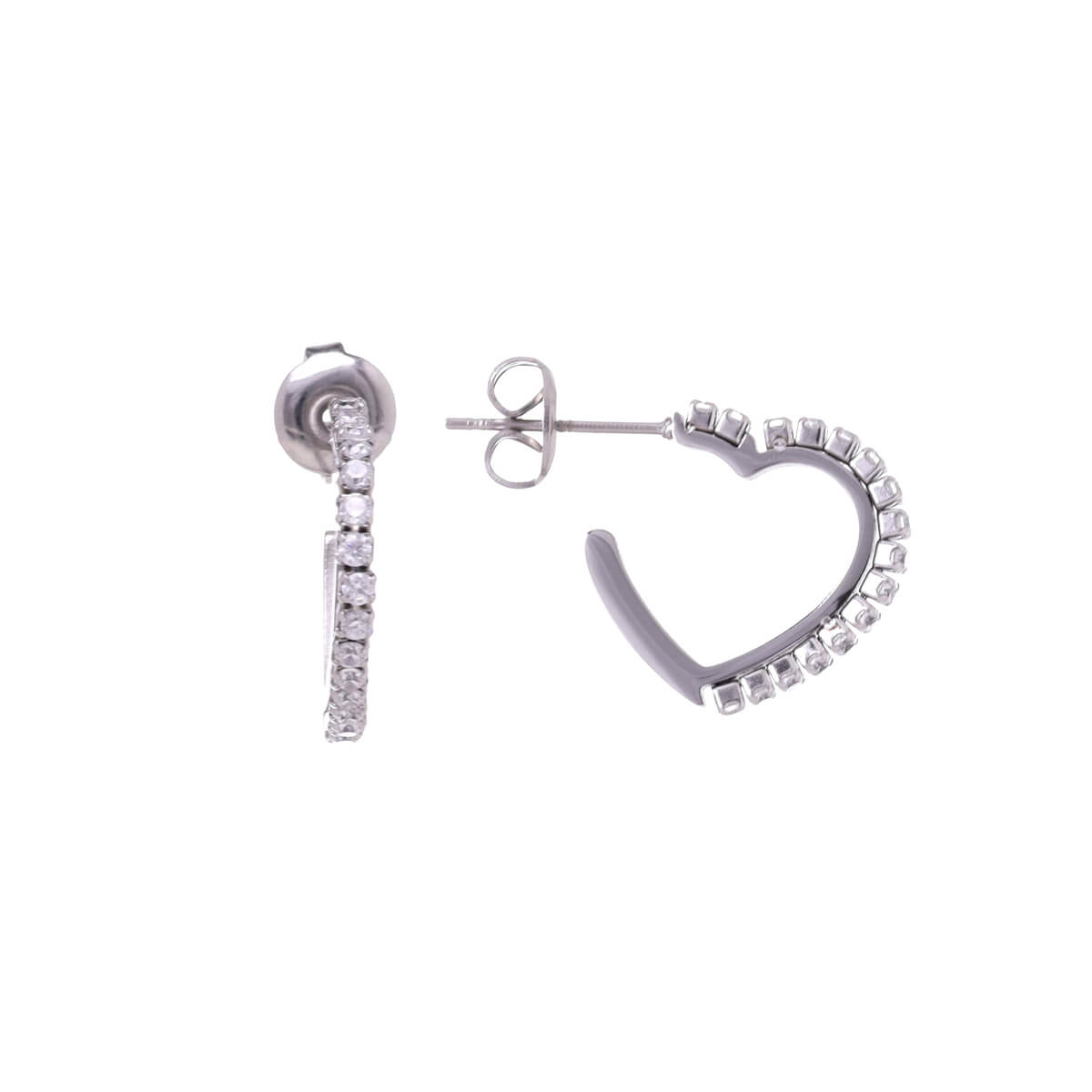 Stone heart earrings ring earrings (Steel 316L)