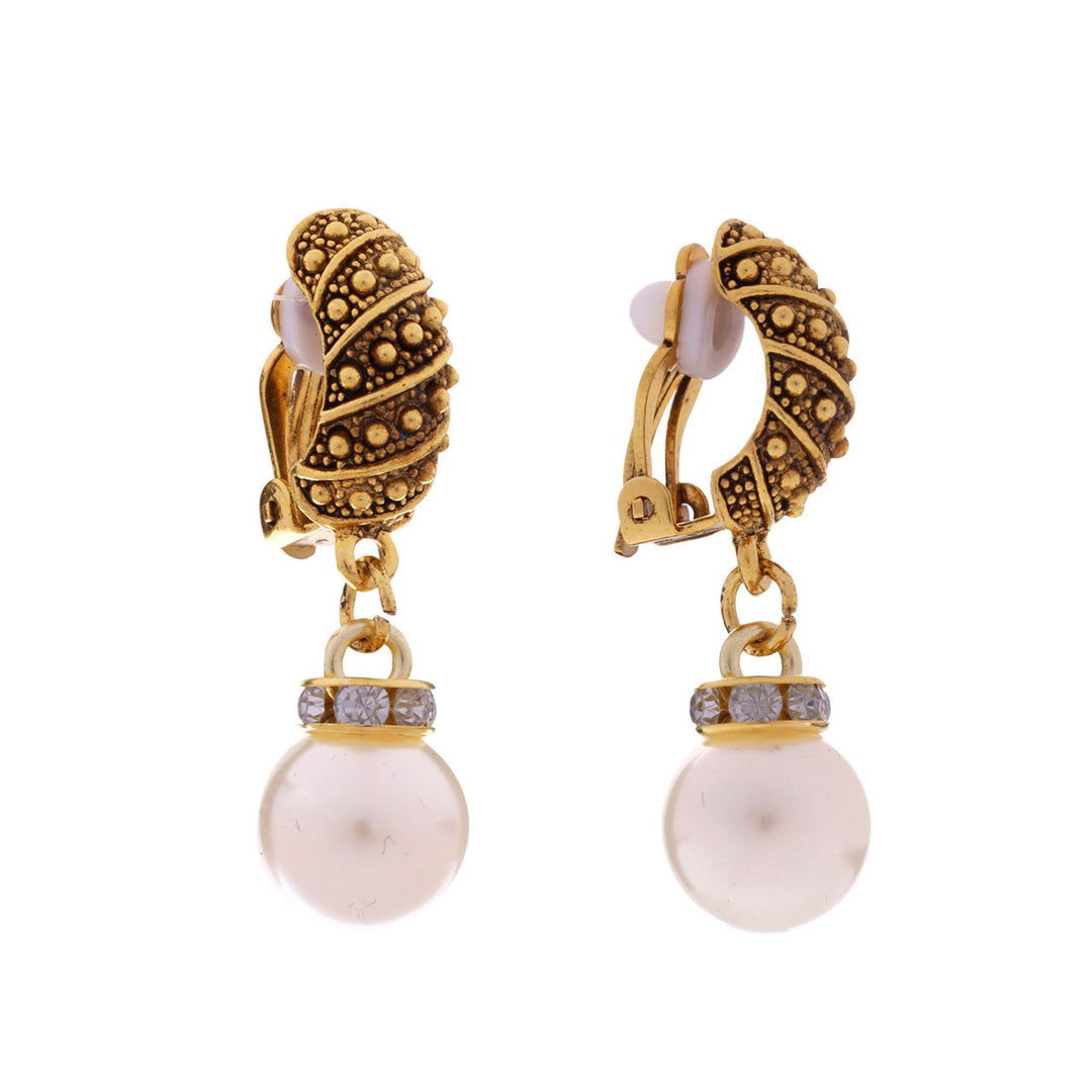 Hanging beads clip earrings