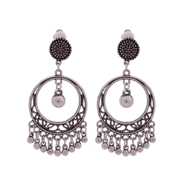 Round hanging clip earrings