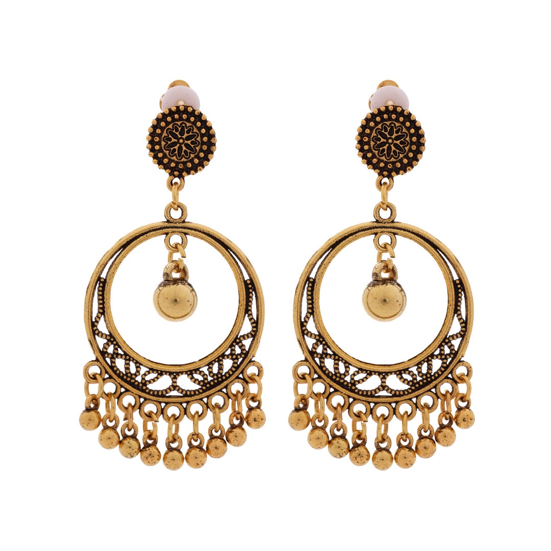 Round hanging clip earrings