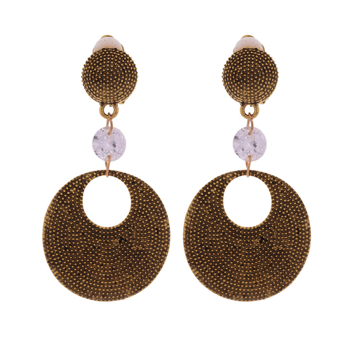 Round clip-on earrings with stones