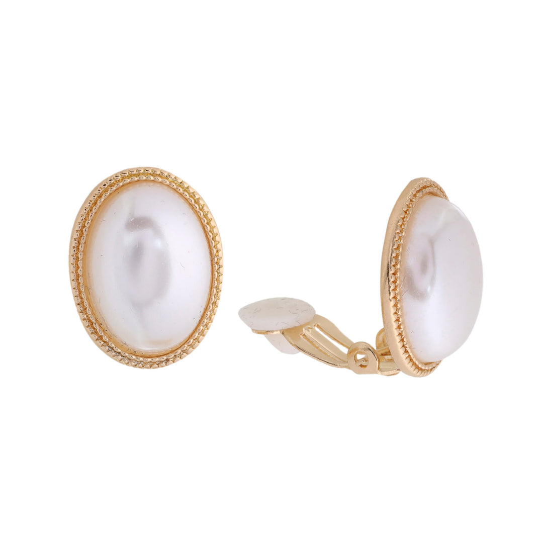 Ovals pearl clip earrings