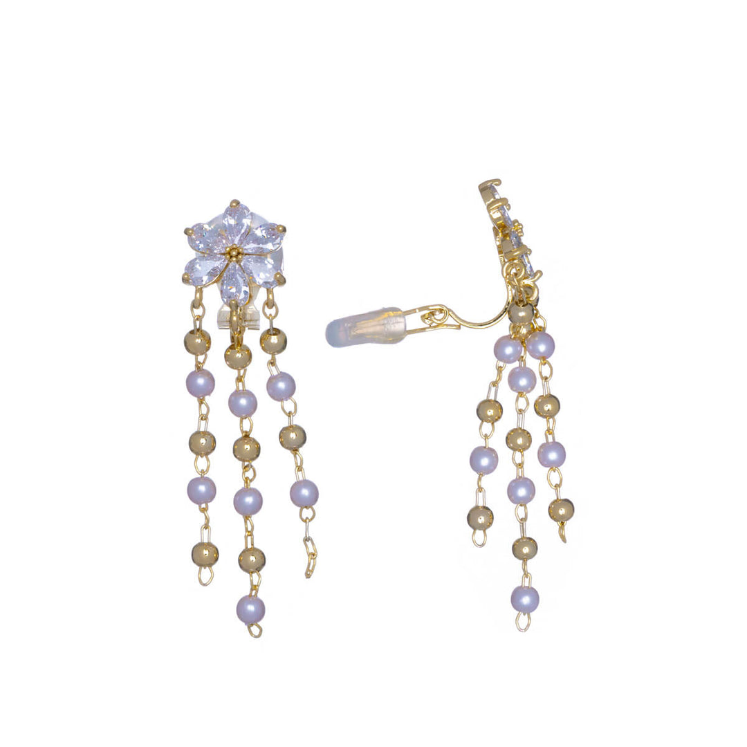 Zirconia Celebration Clips örhängen med pärla (silver 925)