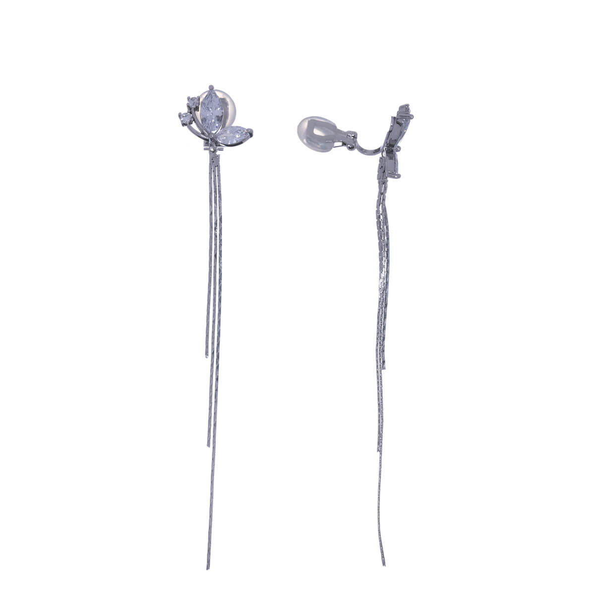 Zirconia butterfly clip earrings (silver 925)