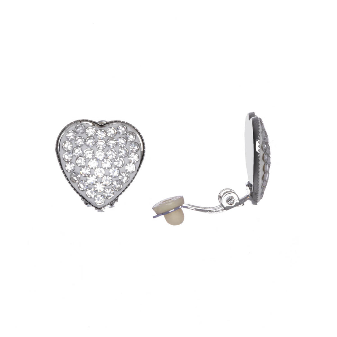 Rhinestone rhinestone heart clip earrings