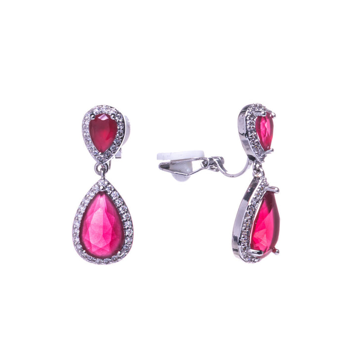 Hanging zirconia drop clip earrings