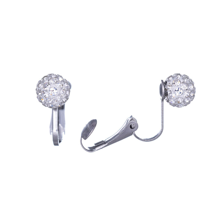 Glittering ball clip earrings 8mm (Steel 316L)