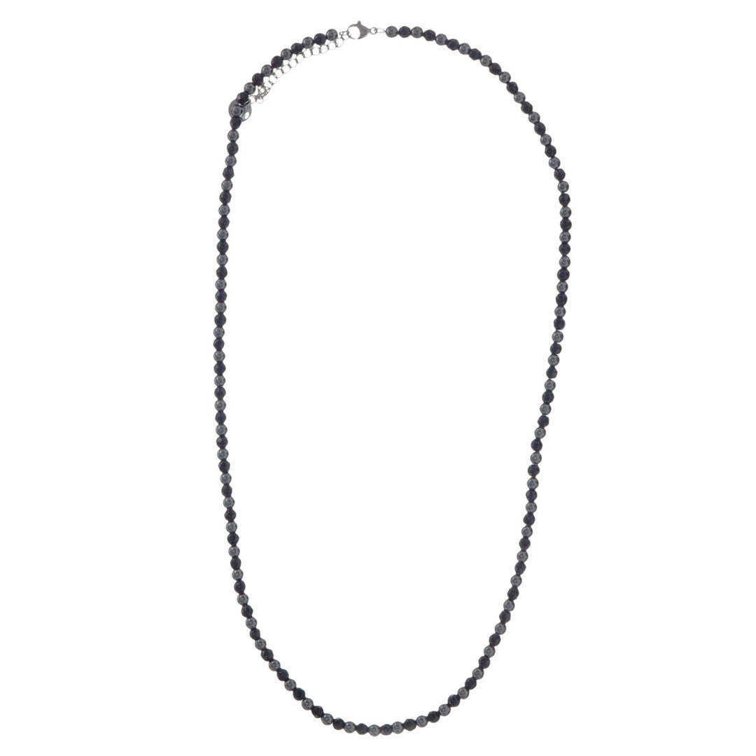 Stone beads on steel chain necklace 55cm