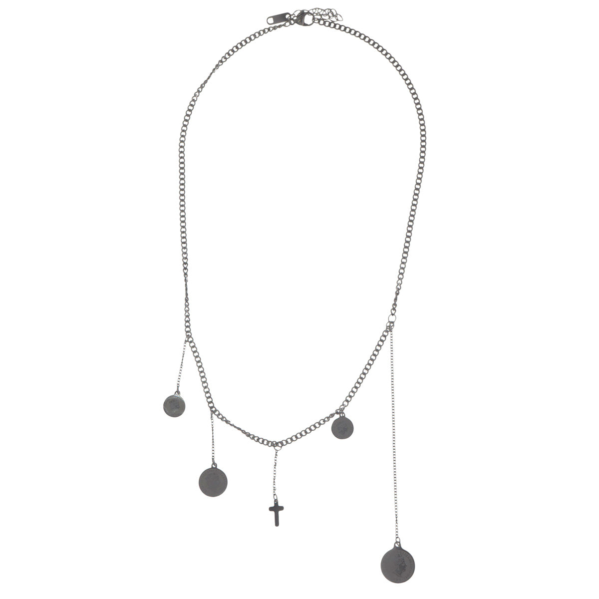 Coin and cross necklace (steel)