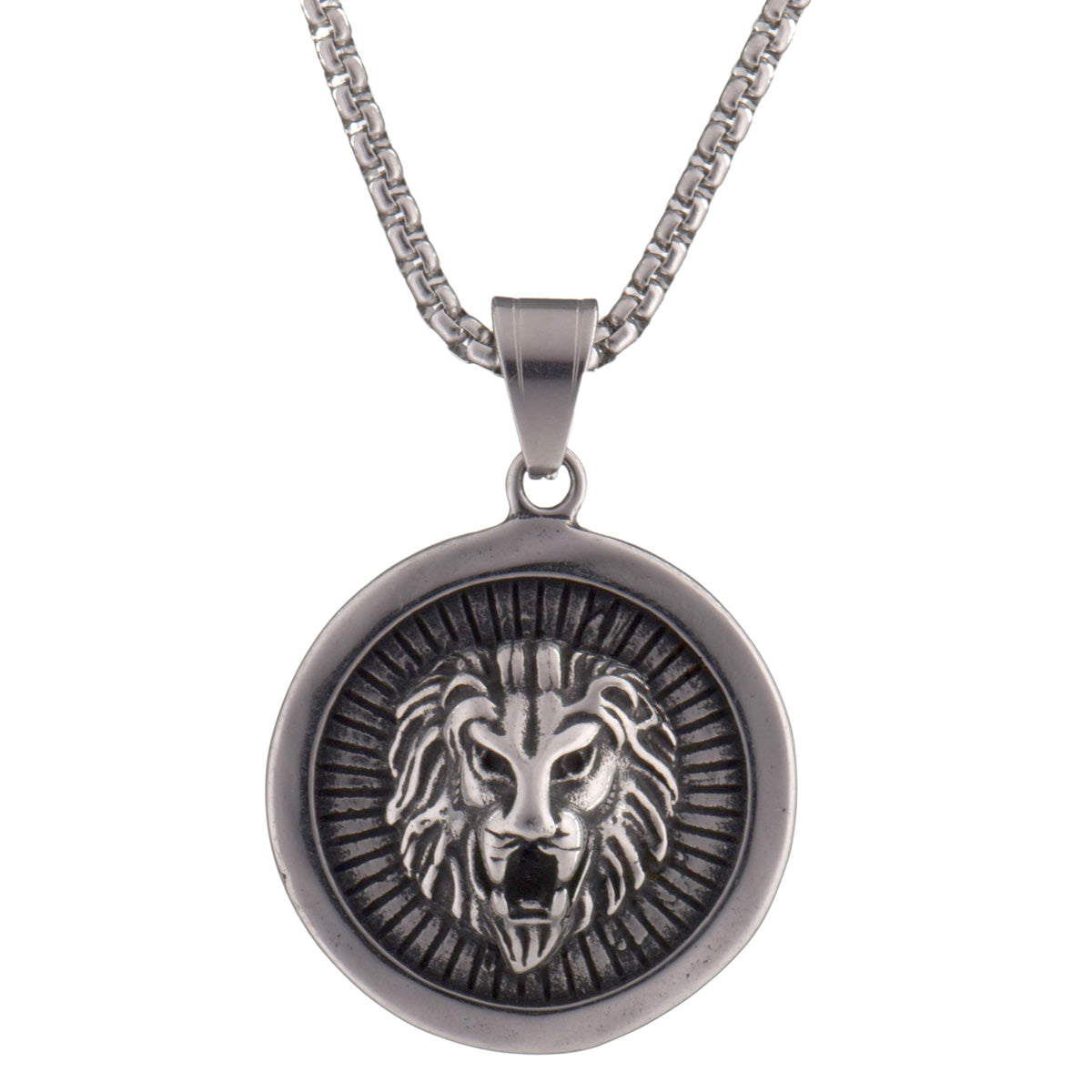 Lion pendant steel necklace 60cm (steel 316L)