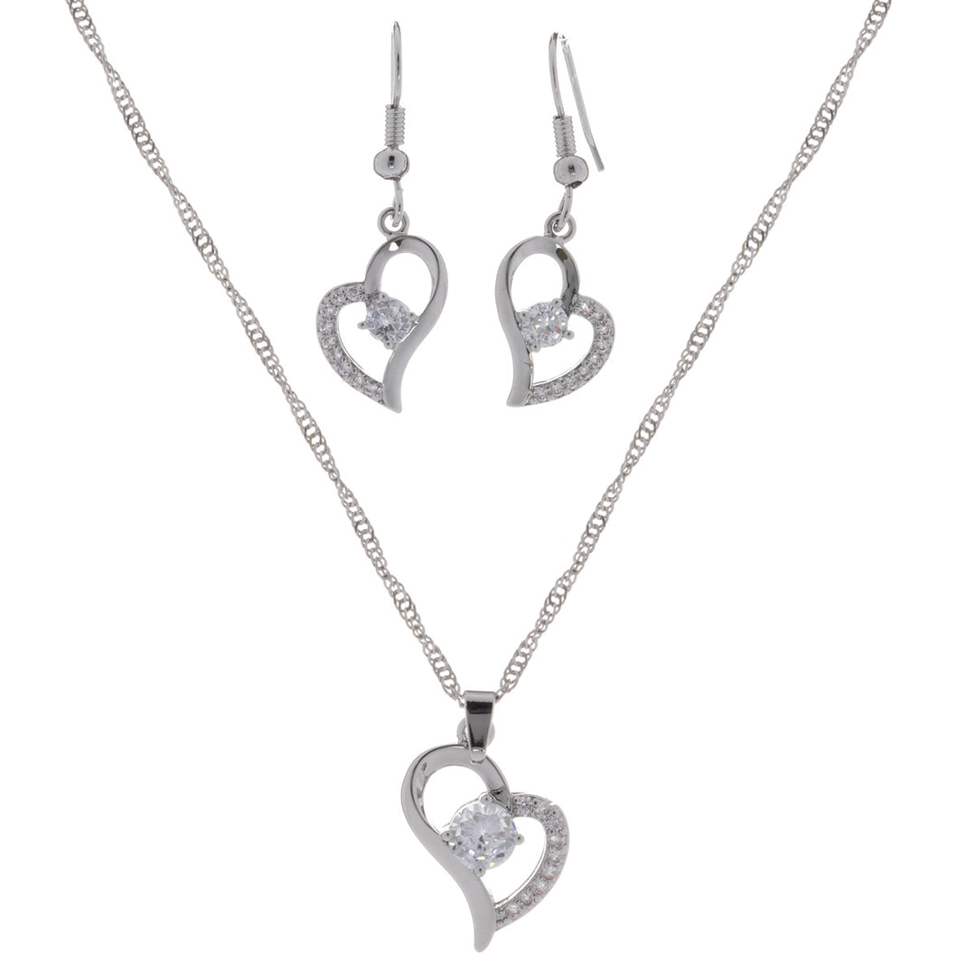 Heart necklace and earrings set in a gift box