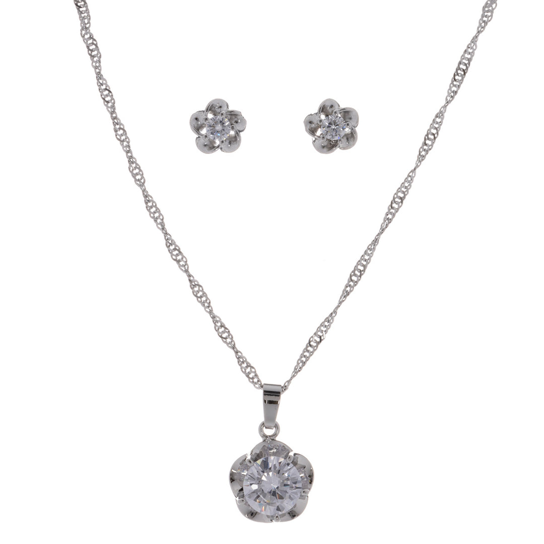 Zirkoniumhalsband och örhängen i en presentask