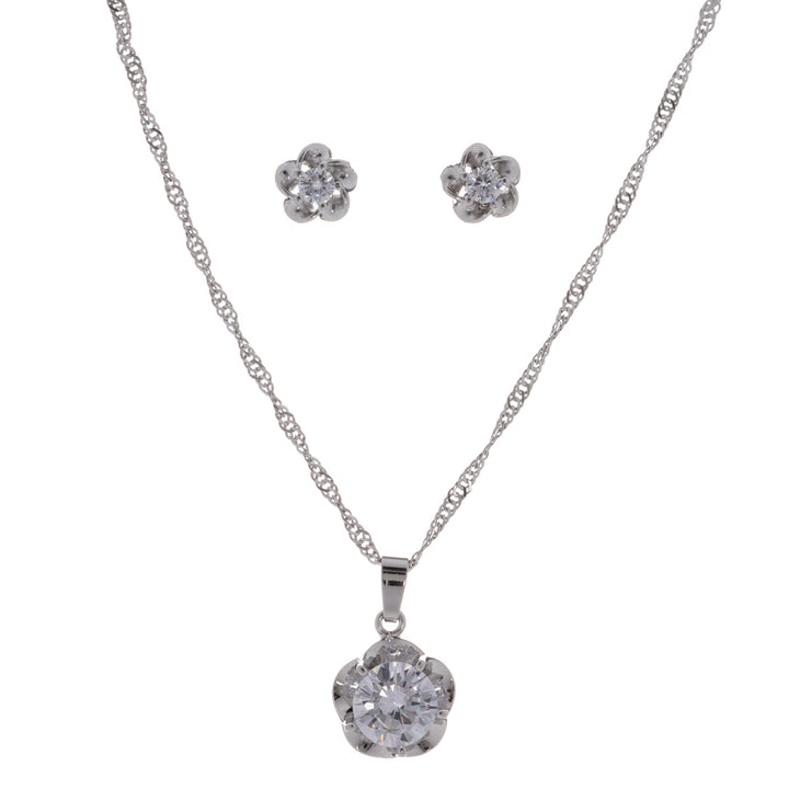 Zirkoniumhalsband och örhängen i en presentask