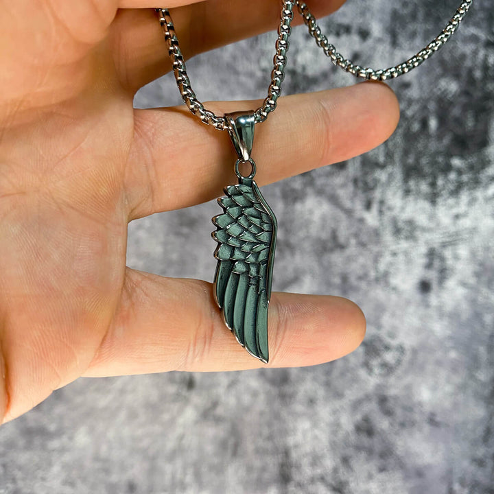 Steel necklace wing pendant (steel 316L)