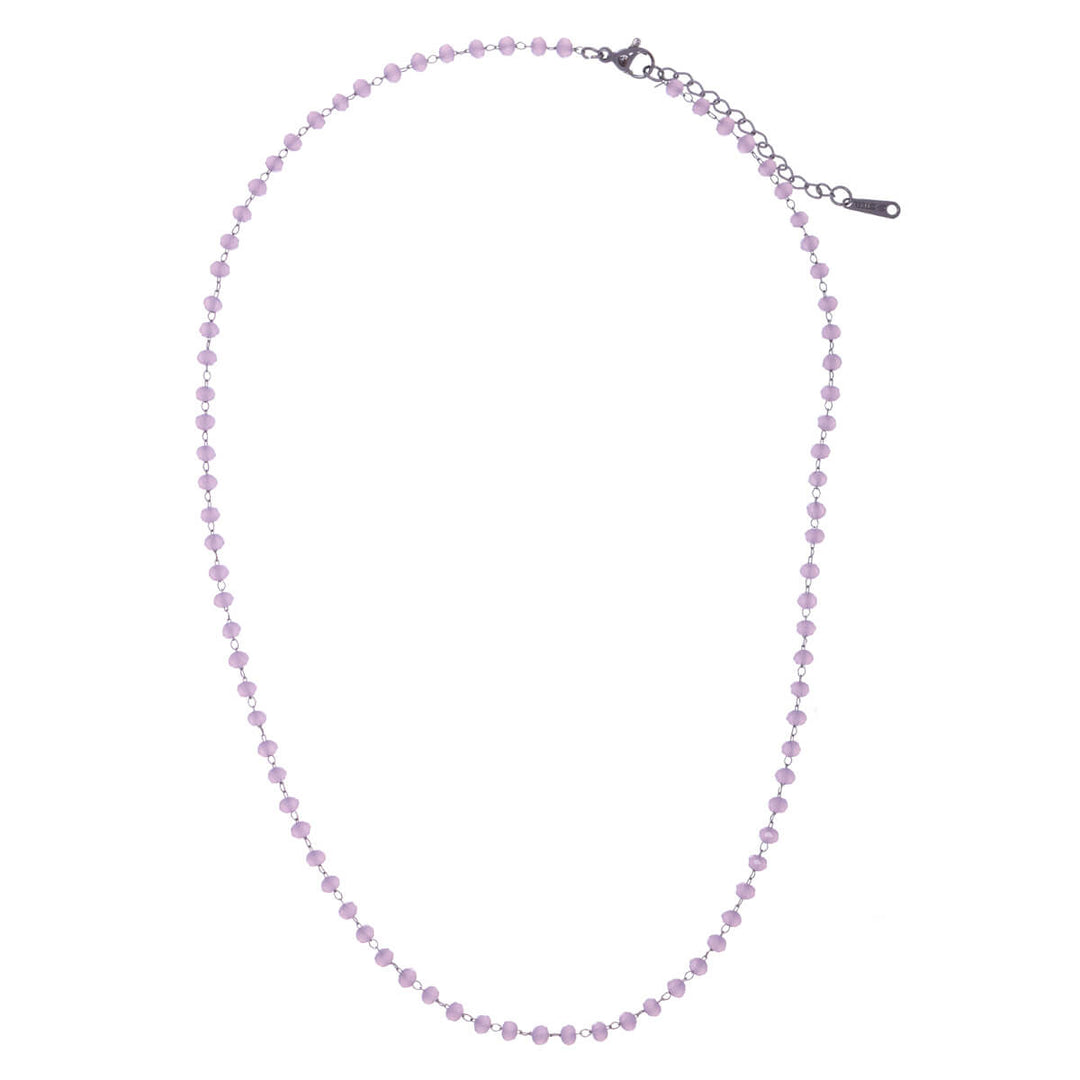 Chamfered pearl steel necklace 43cm (steel 316L)