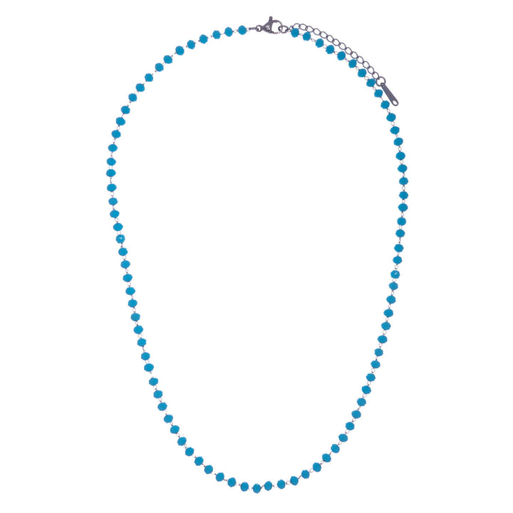 Chamfered pearl steel necklace 43cm (steel 316L)