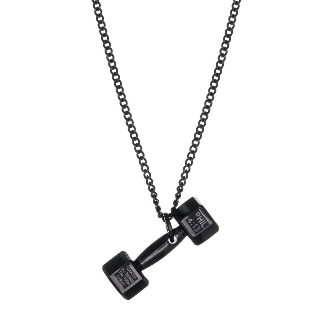 Dumbbell pendant steel necklace 65cm (steel 316L)