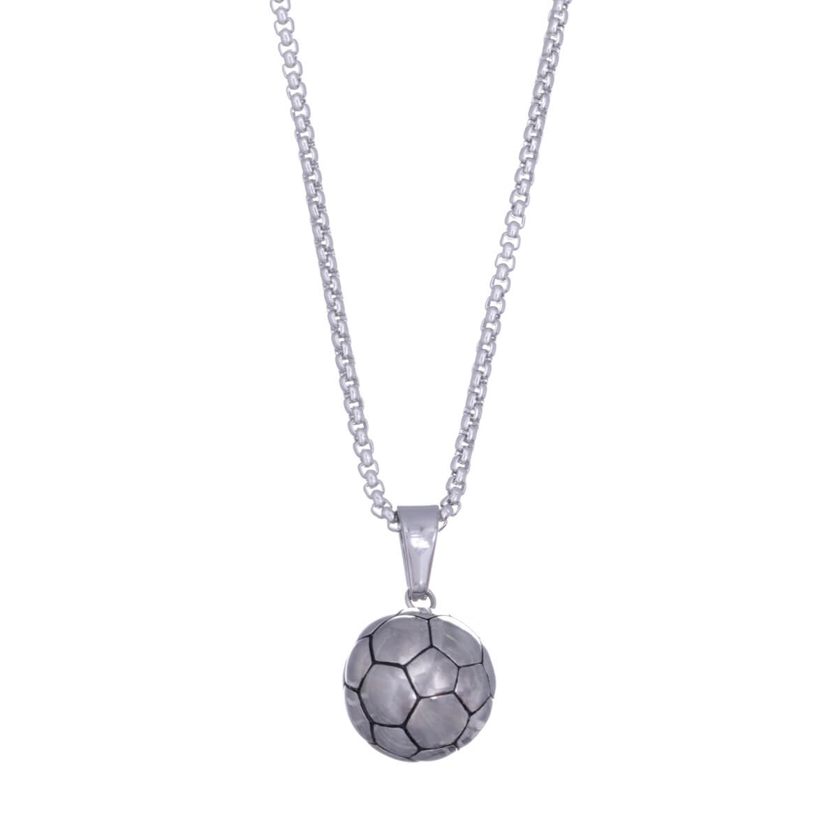 Football pendant steel necklace 60cm (Steel 316L)
