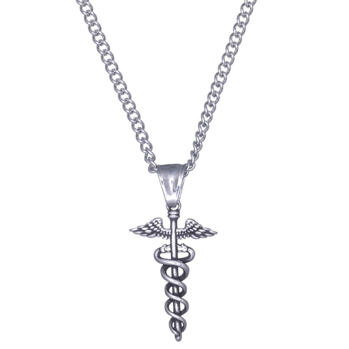 Caduceus hänge stålhalsband 60cm (Stål 316L)