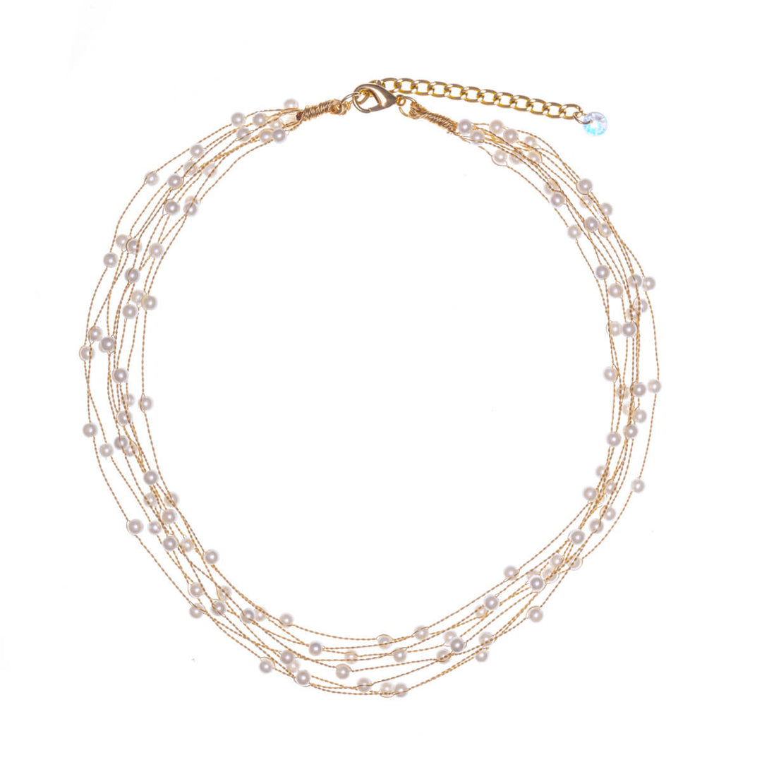 Short wire necklace with beads