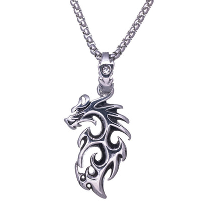 Tribal dragon pendant necklace 60cm (Steel 316L)