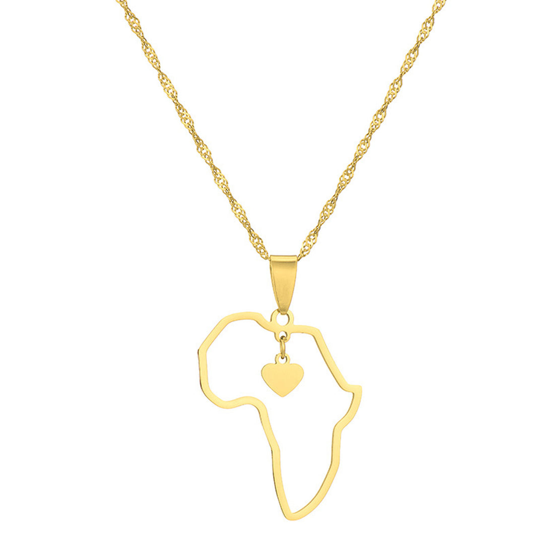 Heart of Africa pendant necklace 45cm +5cm (Steel 316L)