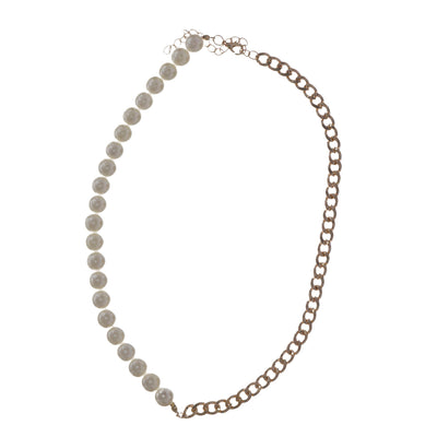 Pearl and Chain Necklace 46 cm