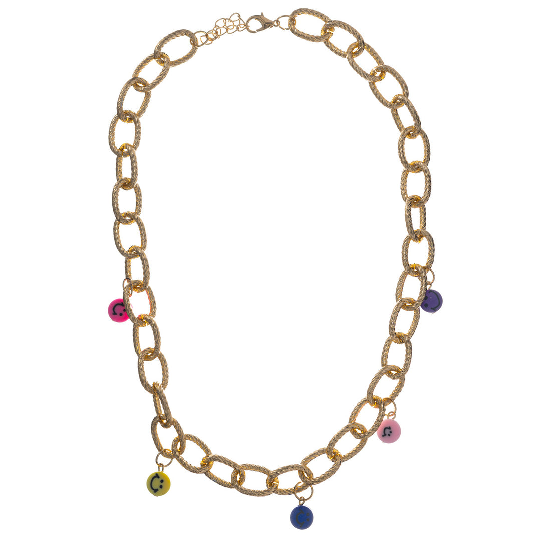 Cable chain necklace with Smile pendants 48cm