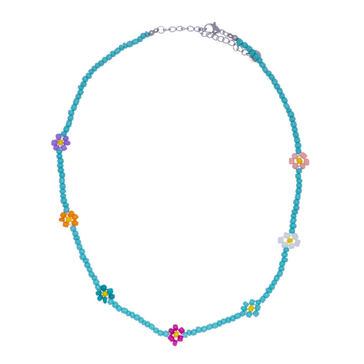 Flower neck beads necklace 40cm +4cm (steel 316l)