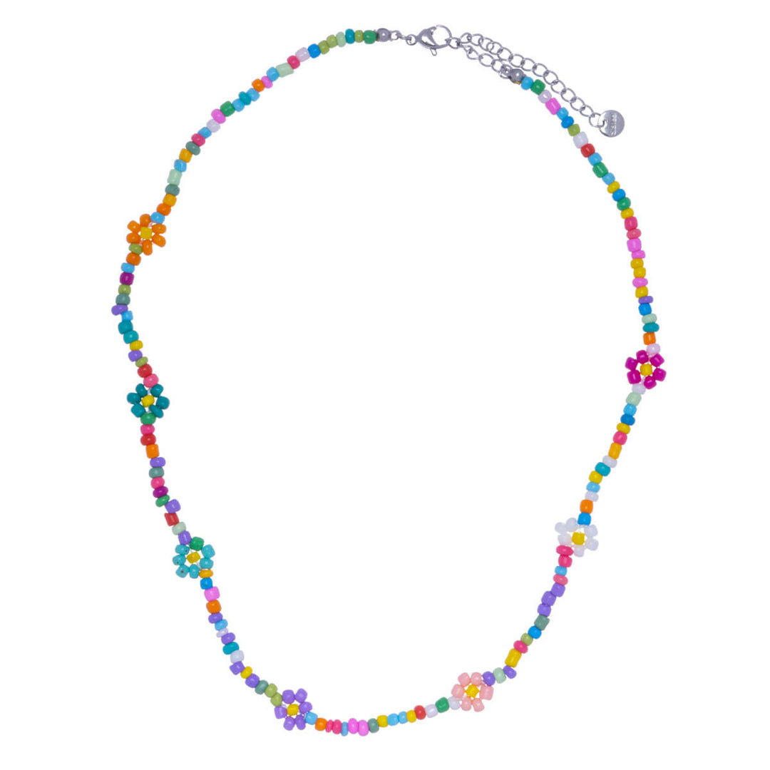 Flower neck beads necklace 40cm +4cm (steel 316l)