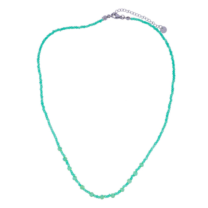 Thin bead necklace 43cm +5cm (Steel 316L)