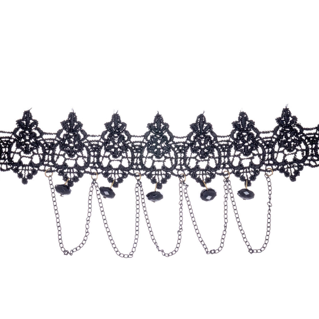 Decorated chain lace choker necklace