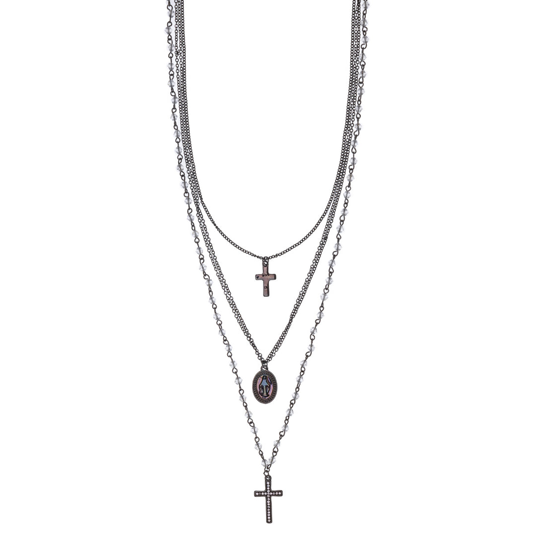 Three chain cross necklace