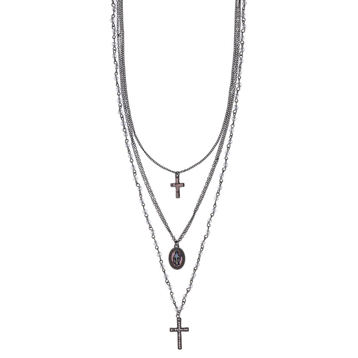 Three chain cross necklace