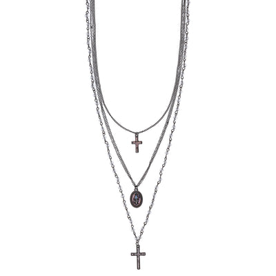 Three chain cross necklace