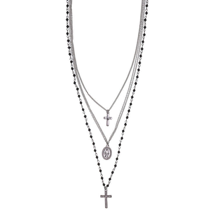 Three chain cross necklace