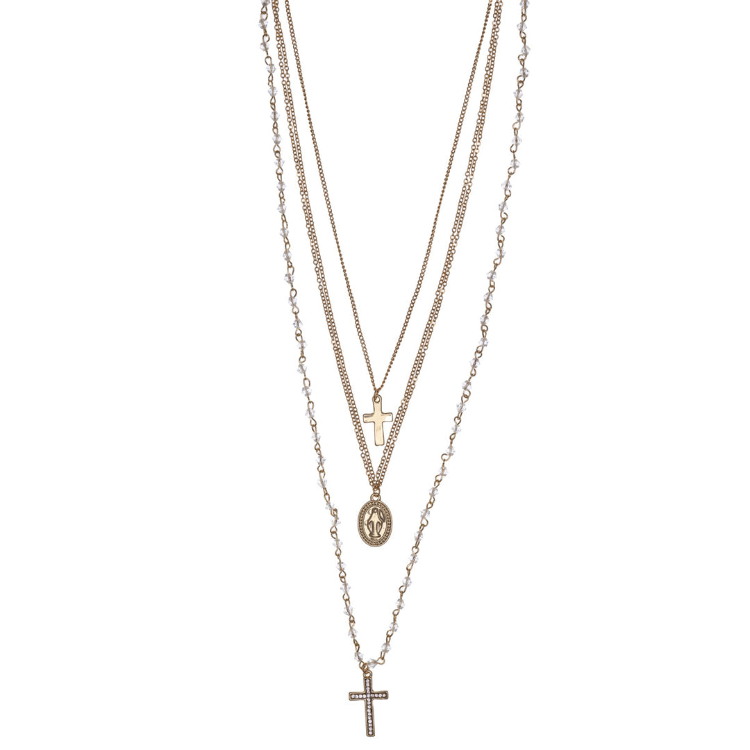 Three chain cross necklace