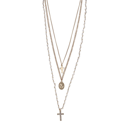 Three chain cross necklace