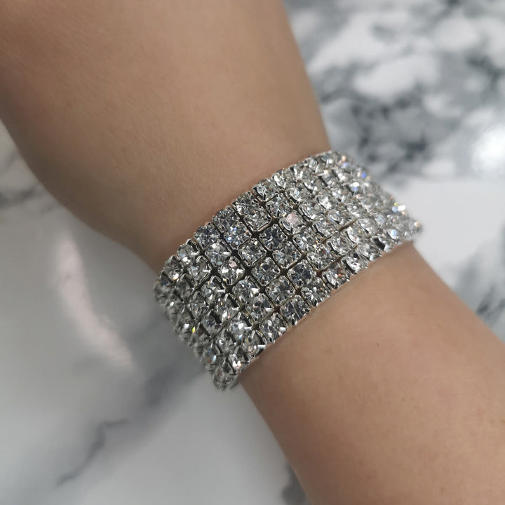 Elastic rhinestone bracelet 6 rows