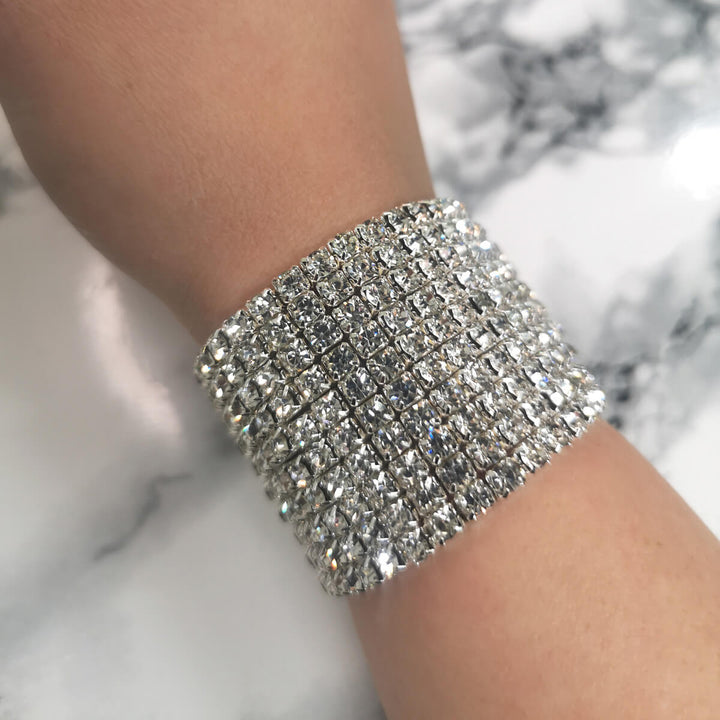 Elastisk strassarmband 10 linjer