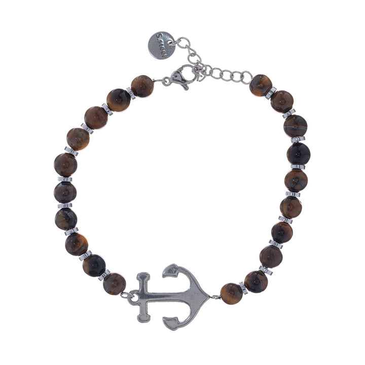 Steel bead bracelet with anchor