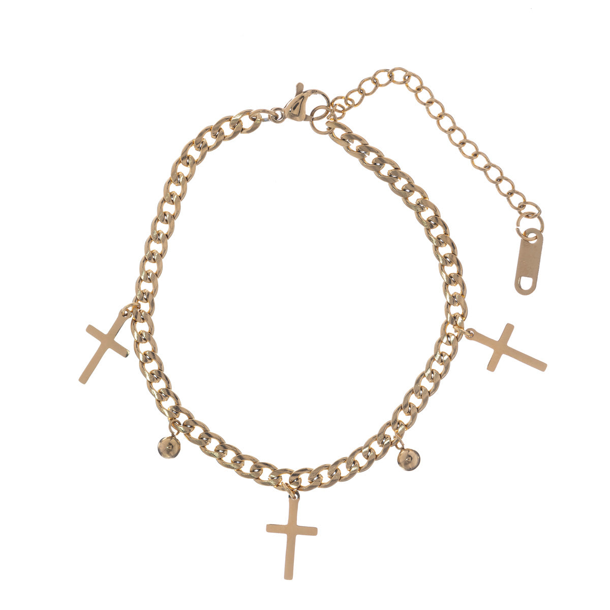 Cross bracelets with armoured chain (steel 316L)