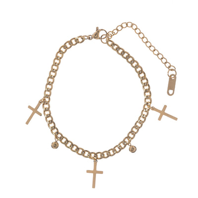 Cross bracelets with armoured chain (steel 316L)
