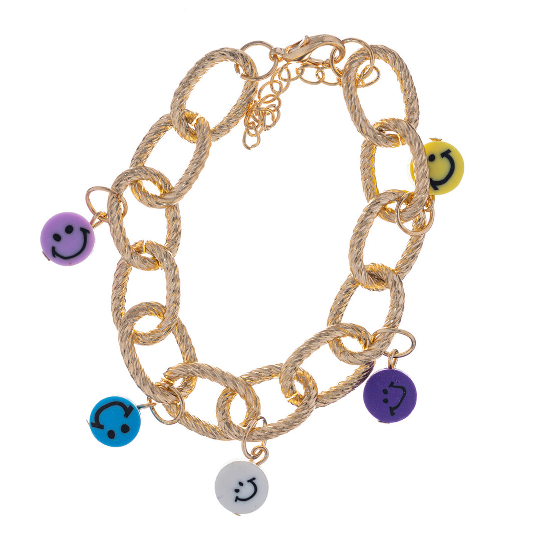 Kabelkedjesarmband med leende hängen