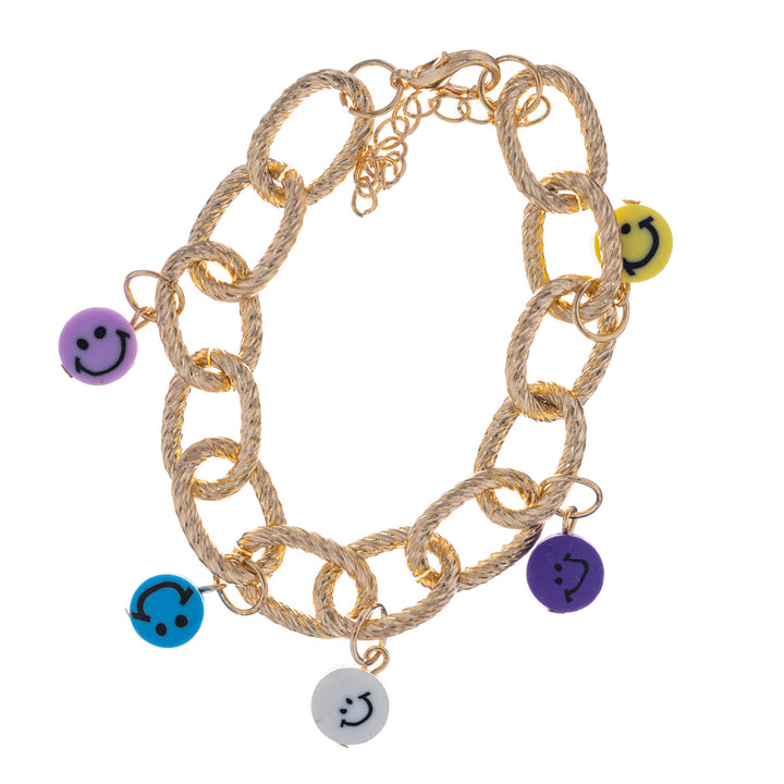 Kabelkedjesarmband med leende hängen