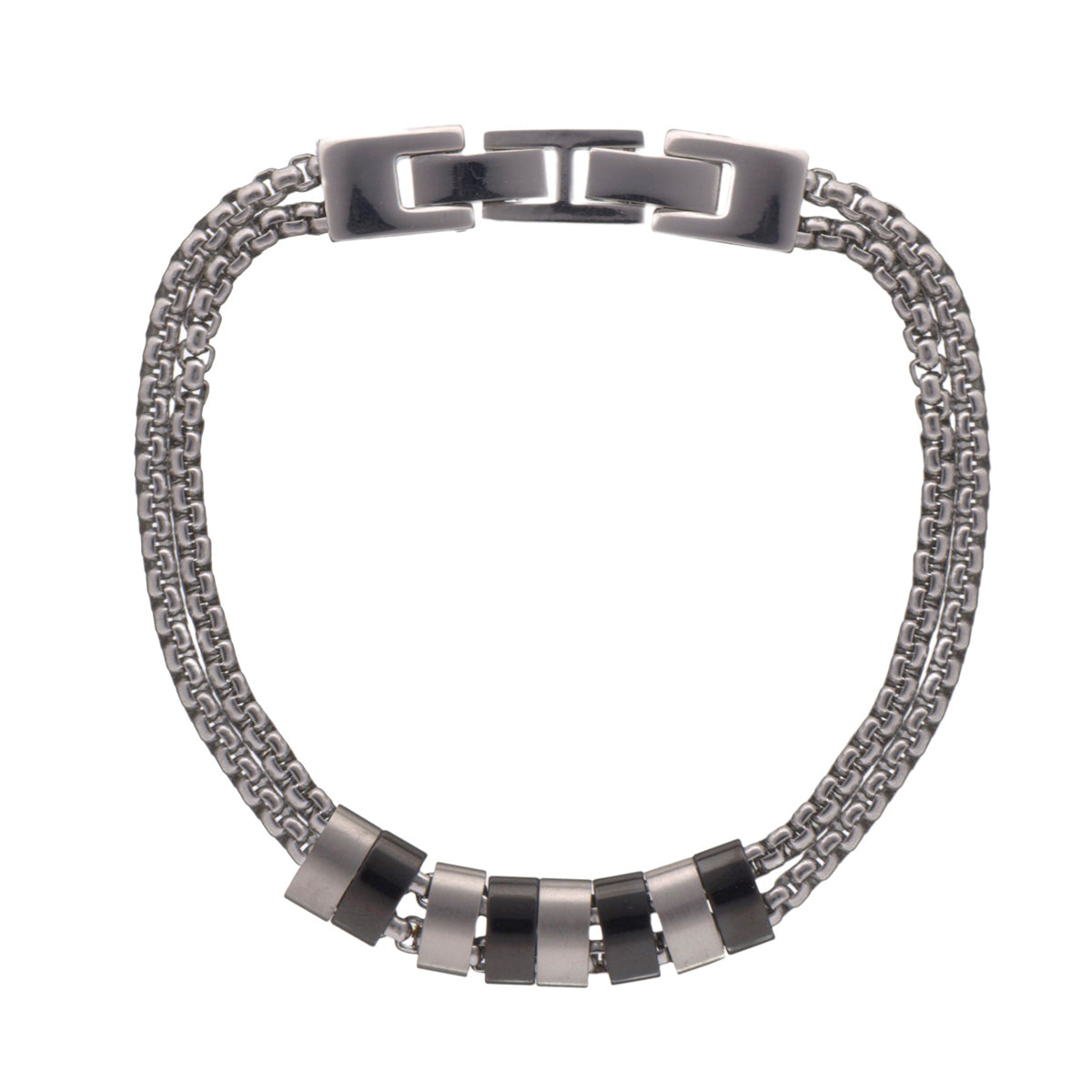 Steel bracelet with metal pieces