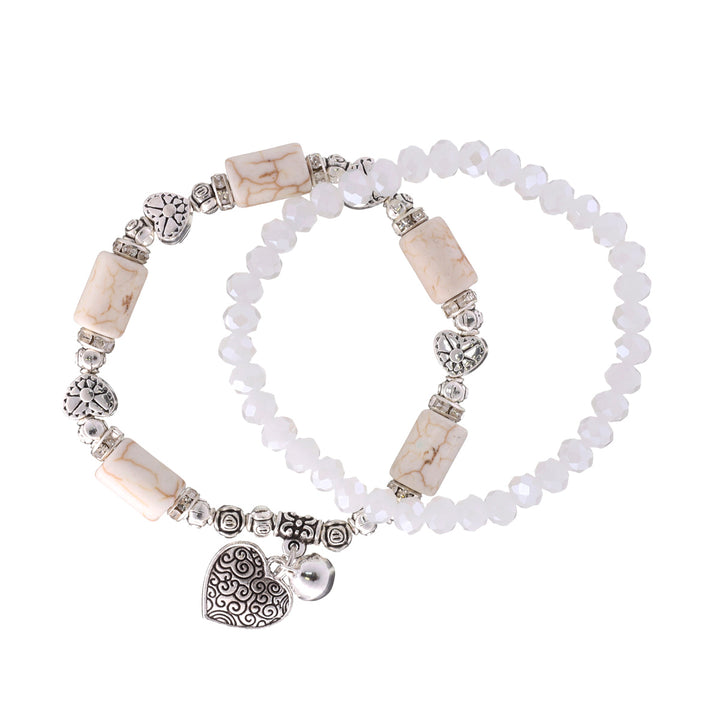 Flexibelt armband med hjärthänge 2st