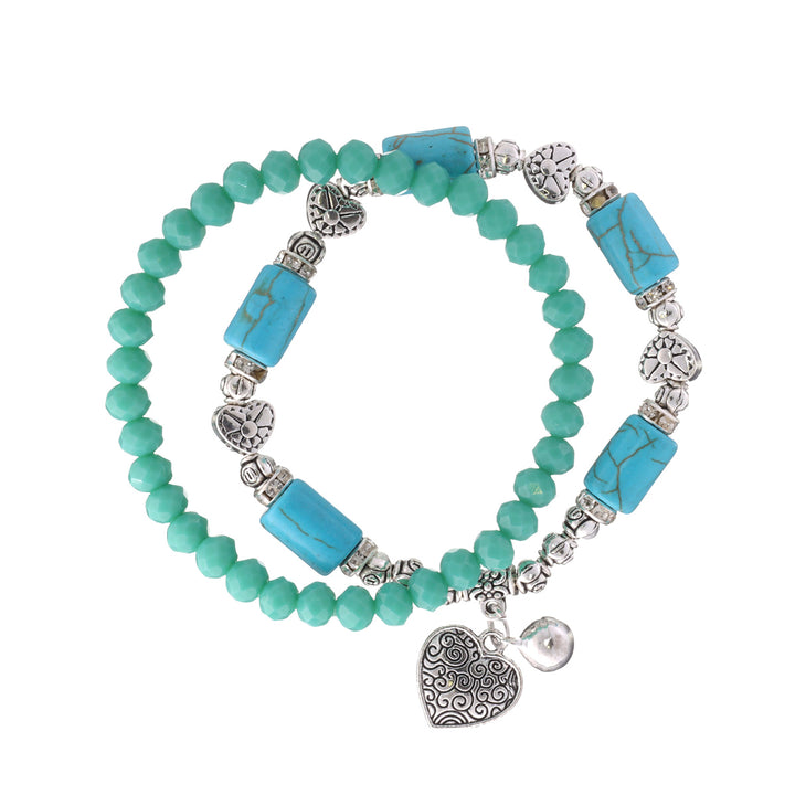 Flexibelt armband med hjärthänge 2st