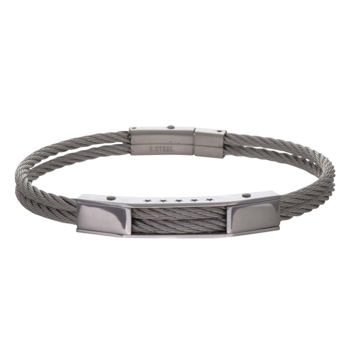 Steel wire bracelet with bracelet plate (steel 316L)