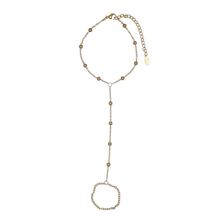 Beaded hand-ring chain (18k gold plated steel)